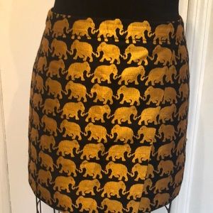Black and gold elephant motif mini skirt